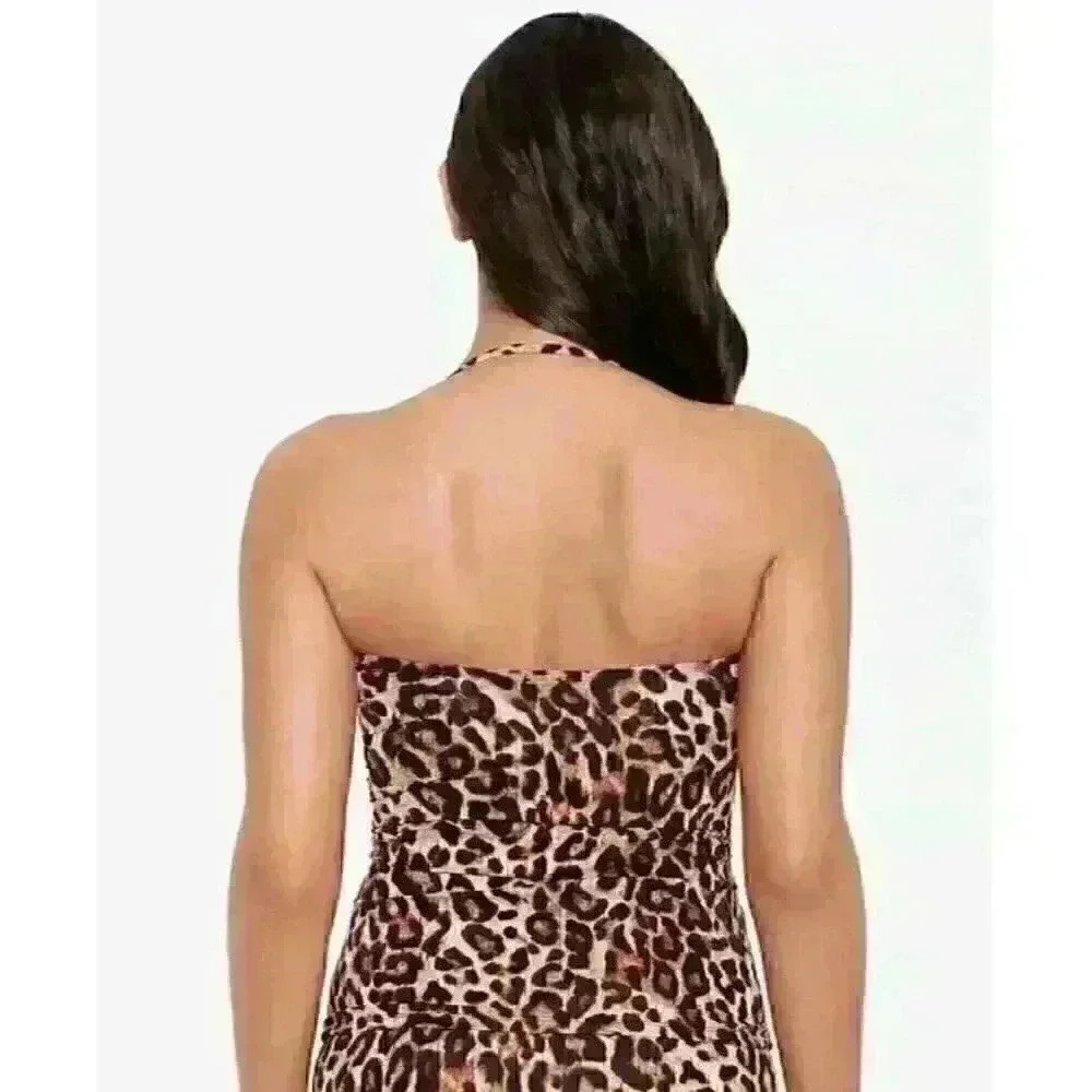 NEW Ralph Lauren Women's 8 Animal-Print Twist Tubini Swim Top NWT $110 - Picture 2 of 3